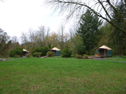 Rental yurts in campground – accessible yurts available – compacted gravel path – reserve at (800) 452-5687